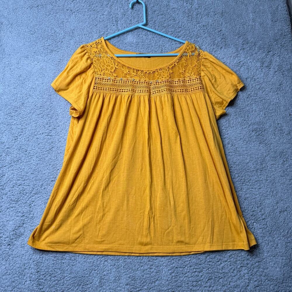 By Design Blouse Women's Large Orange Short Sleeve Top